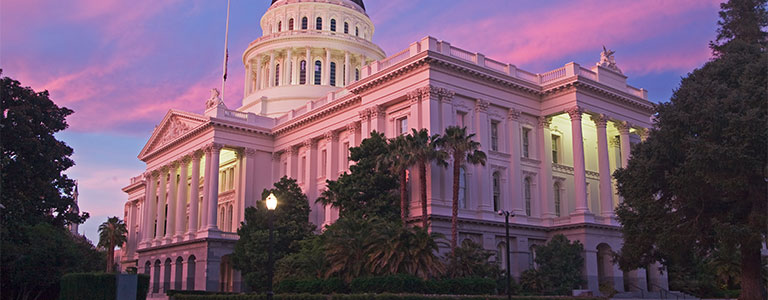 The California State House and Capitol Building in Sacramento, CA.
