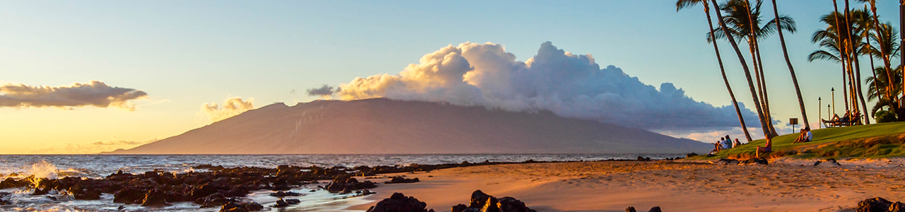 A view of the sunset along the coast.