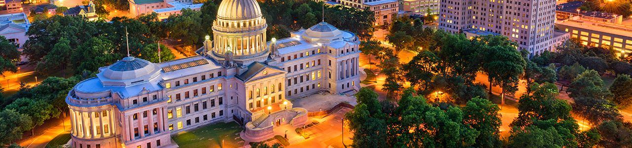 An aerial view of the Capitol building.