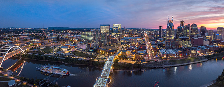 A daytime view of the Memphis skyline.