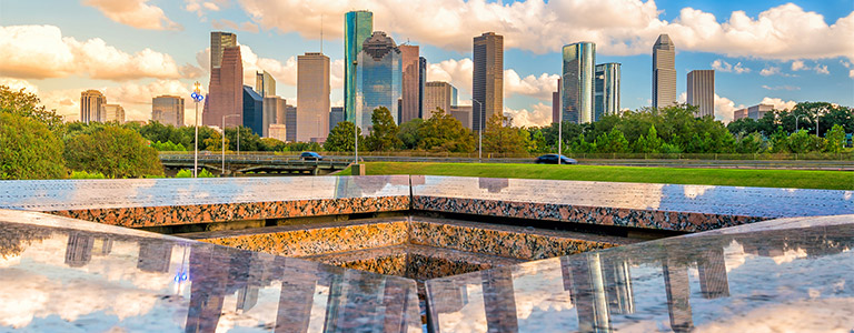 The downtown Houston skyline.