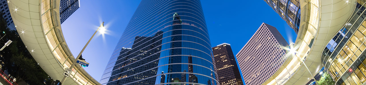 The downtown Houston skyline.