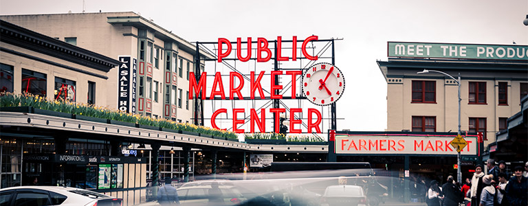 The farmer's market in downtown Seattle.