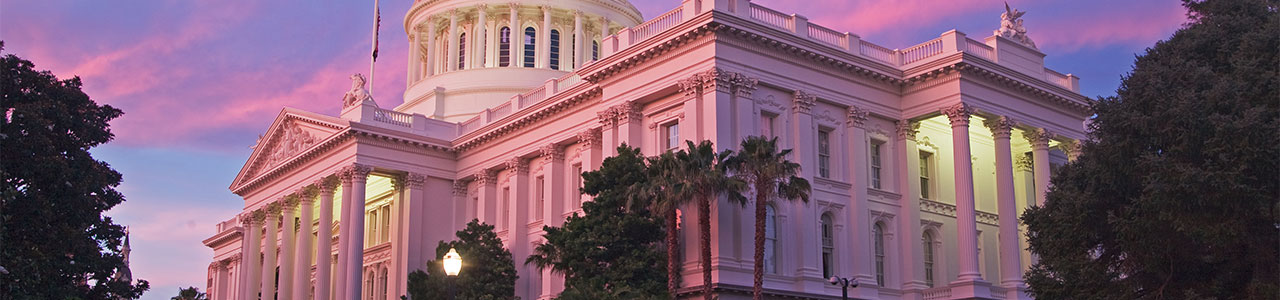 The California State House and Capitol Building in Sacramento, CA.