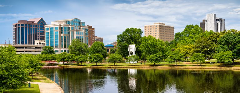 A panoramic view of downtown Huntsville, Alabama.